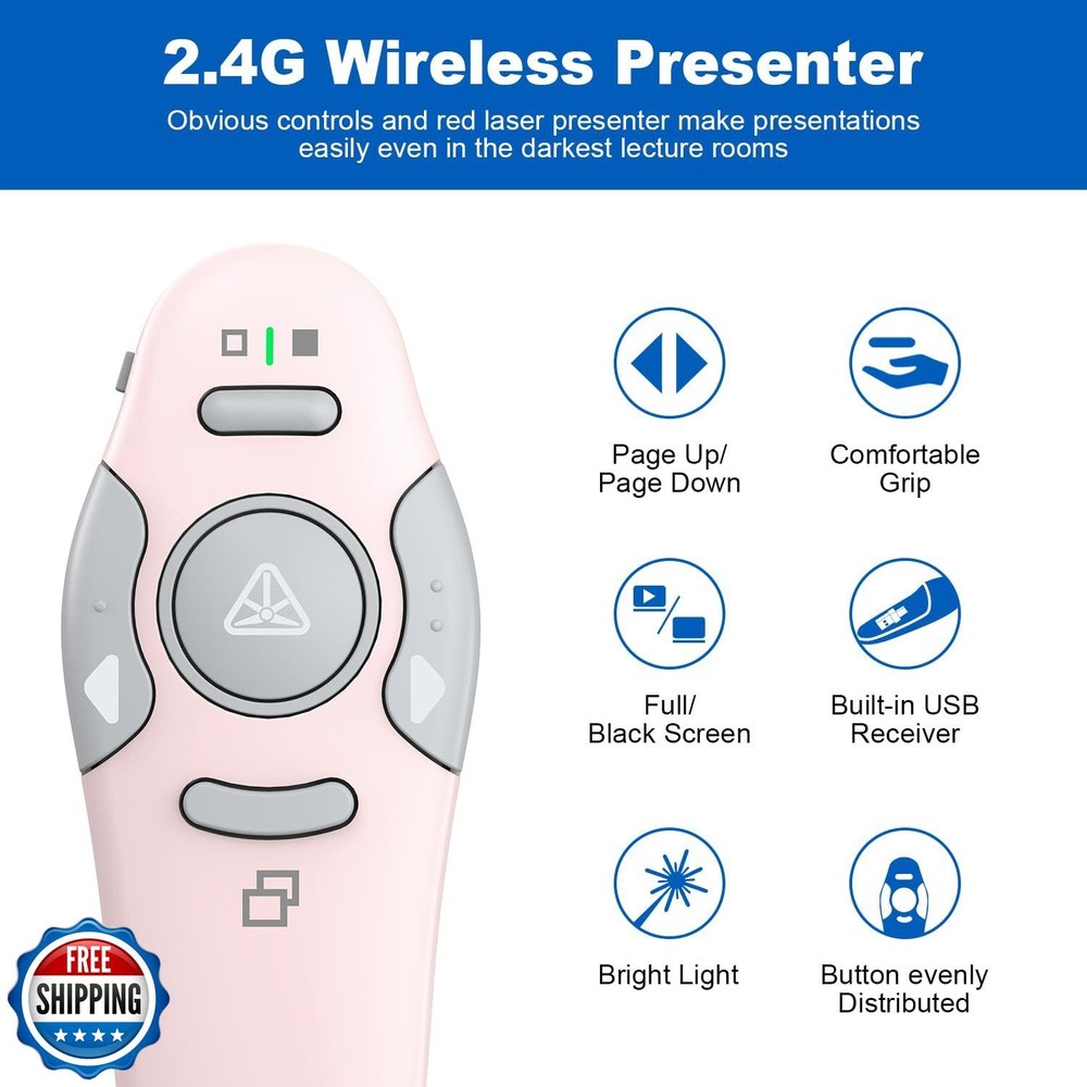QUI Presentation Clicker Wireless Presenter Remote Clicker for PowerPoint Pre