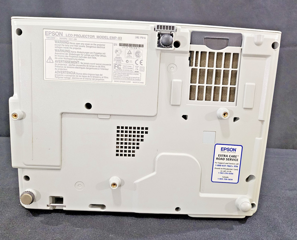 Epson PowerLite 83C EMP-83 LCD Projector VGA S-Video LAN + Cable Bundle Tested
