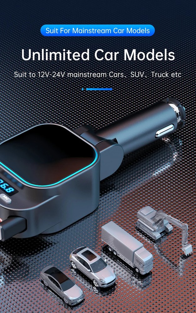 FM Transmitter Bluetooth 5.3 Car MP3 Player 96W PD Type-c+QC3.0 Fast Car Charger
