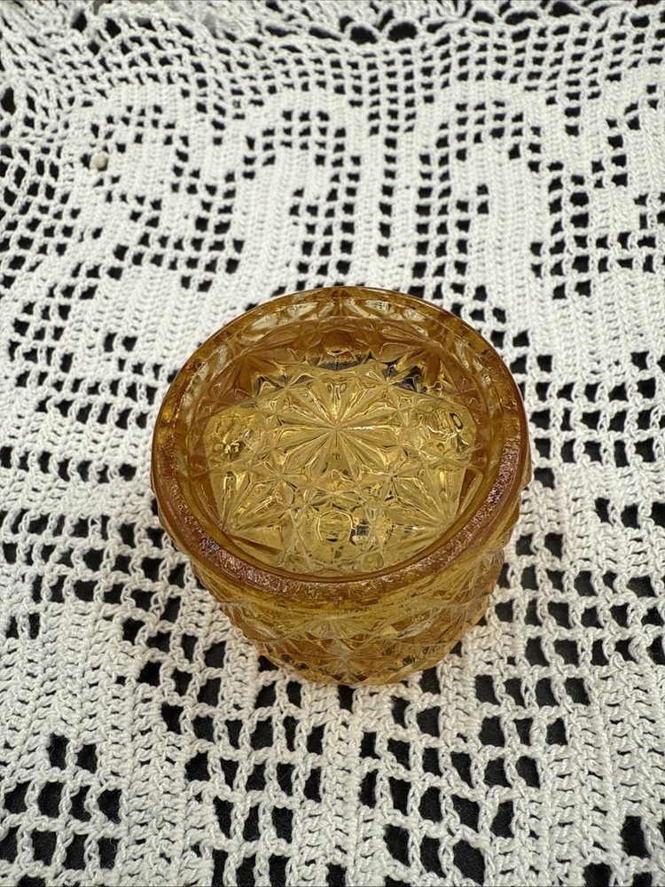 Vintage 1970’s Amber Daisy & Button L. G. Wright Open Salt