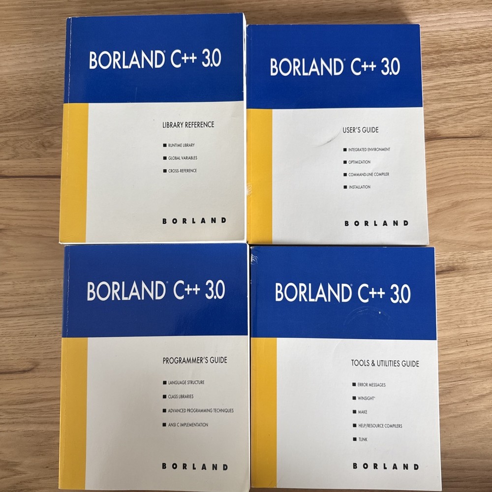 Lot Of 4 Borland C++ 3.0 User Guides Programmer’s Library Reference Tools Guide