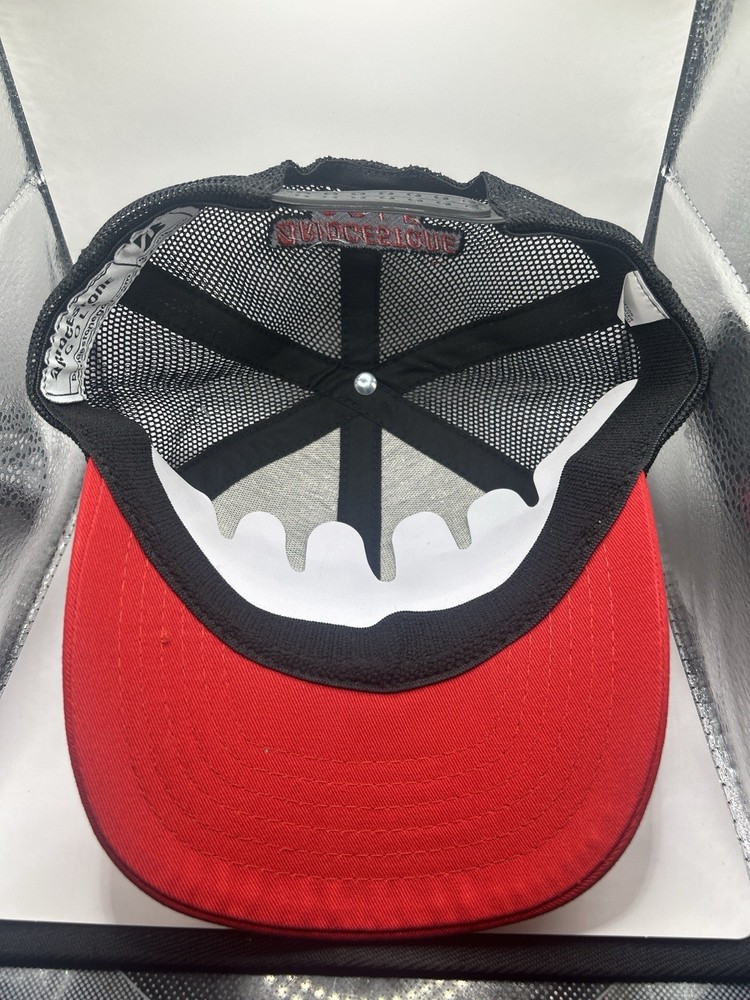 Bridgestone Golf Hat Stretch Trucker Black Red Snapback Cap NWT