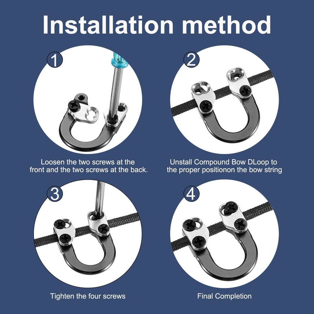 2 Sets Archery Metal U Nock D Loop for Compound Bow, Metal D Ring Material Ar...
