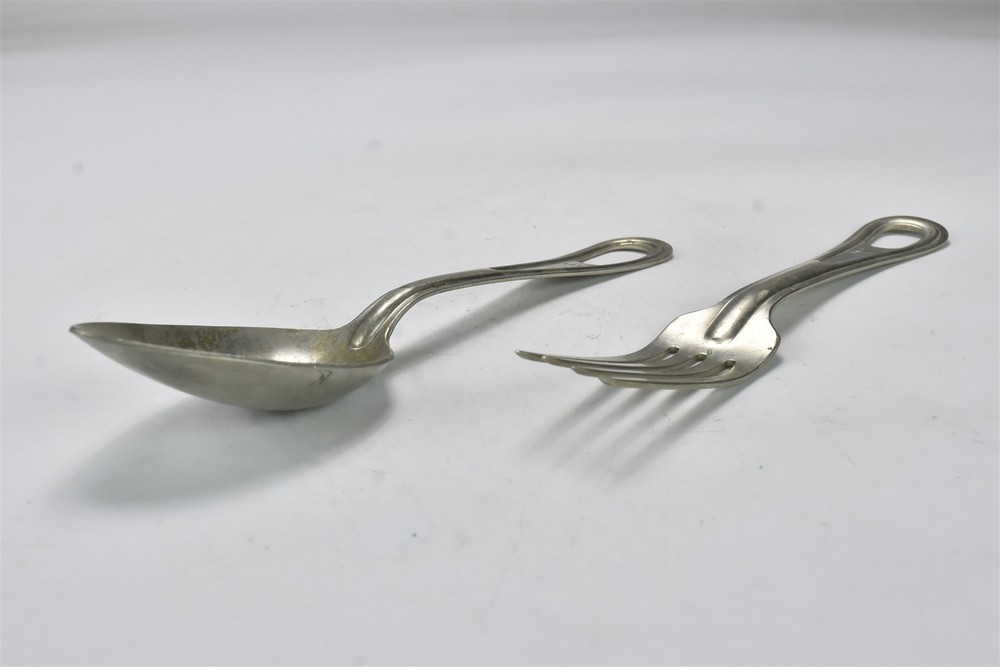 Vintage WWII ORIGINAL STAINLESS STEEL MESS KIT FORK & SPOON SILCO MILITARY 07965