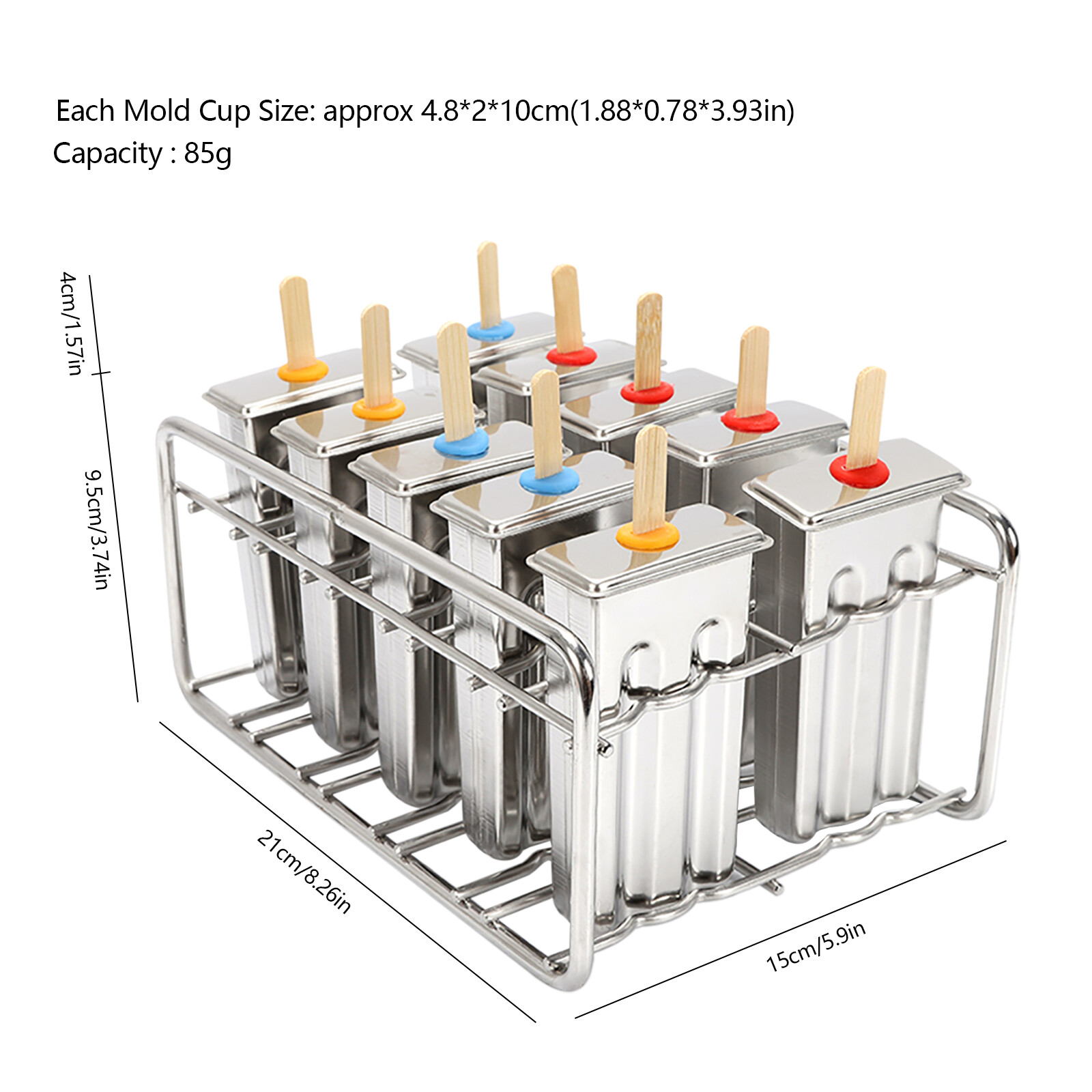 Stainless Steel Molds Pop Lolly Ice lolly Ice Cream Stick Holder Mold 10 PCs
