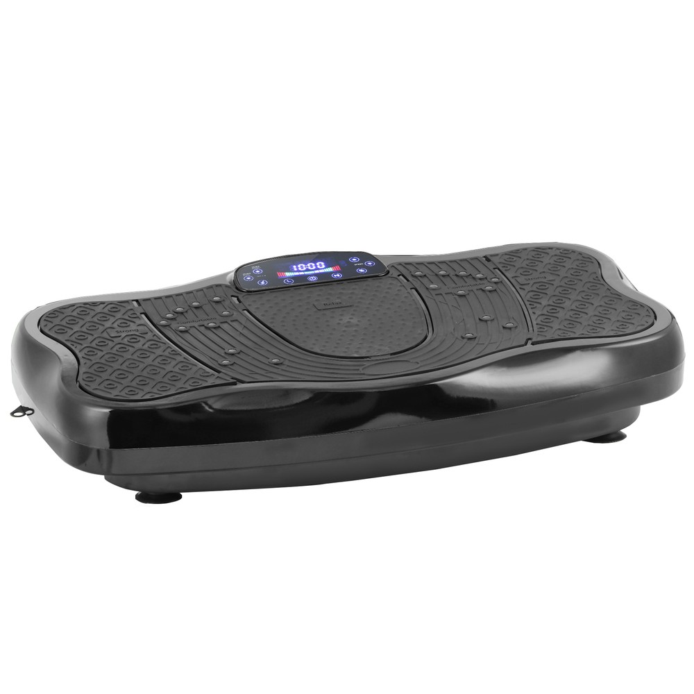 Full Body Workout Vibration Platform Machine wi/ Loop Bands Remote Control Black