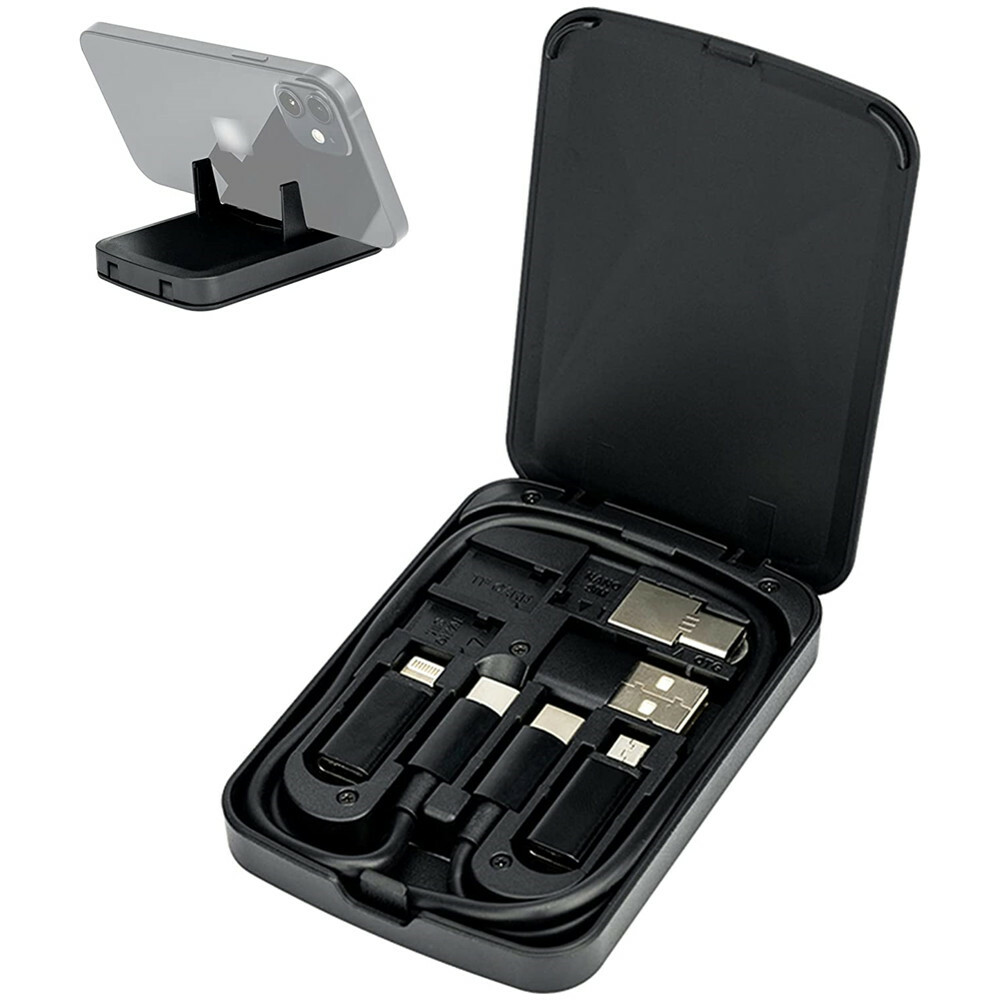 Cable Card+22" 65W USB-C Cable & USB-A/Micro-USB/Lightning/OTG Adapter Case Kit