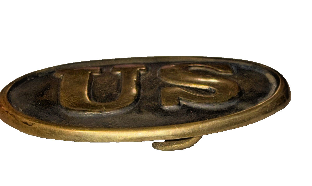 Union Civil War Belt Buckle Oval Brass US Military w Hooks Reenactment Vint LOOK