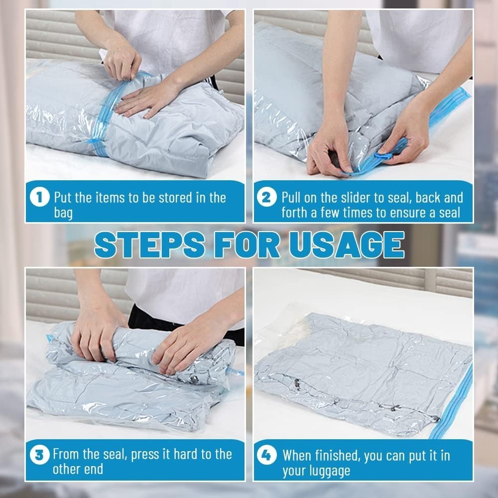 5 Pack Space-Saving Vacuum Bags, Dustproof & Travel-Friendly 50x40cm Compression