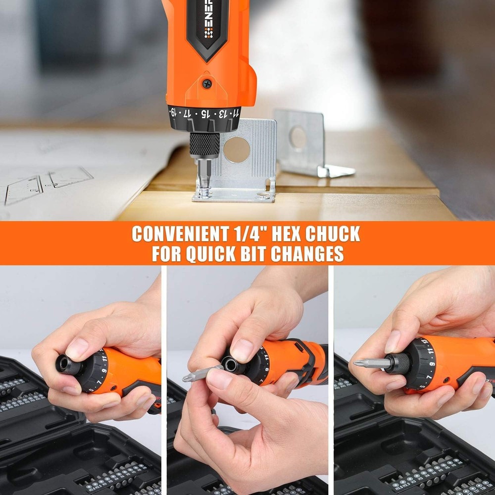 Lightweight 8V Cordless Screwdriver Set with LED Light & 82pcs Accessory Kit