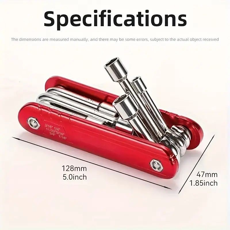 6pc Folding Hex Key Wrench Set SAE Metric Adjustable Nut Driver Chrome Vanadium