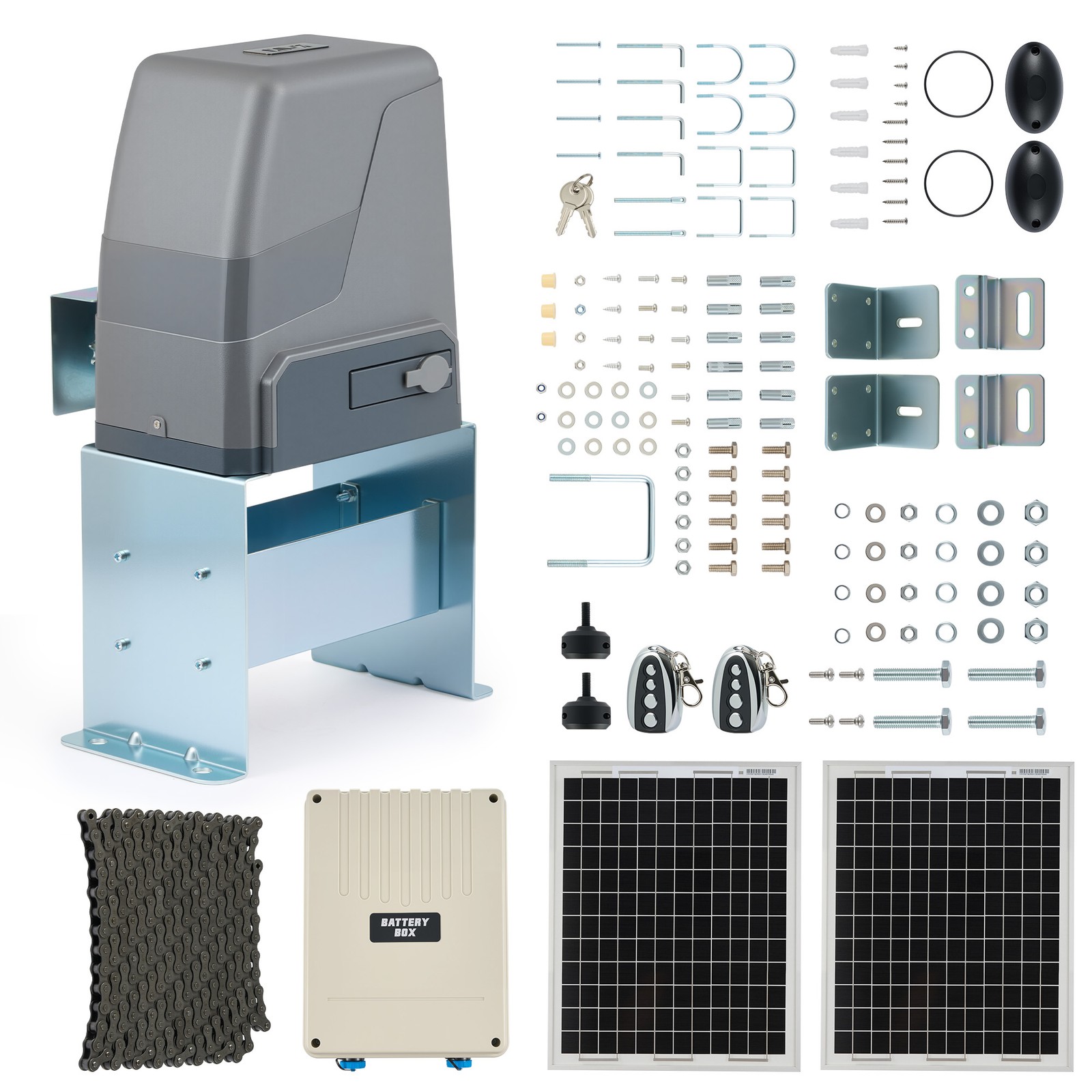 CO-Z 3300lb Solar Sliding Gate Opener with 2 Remotes for 40ft Driveway Gates