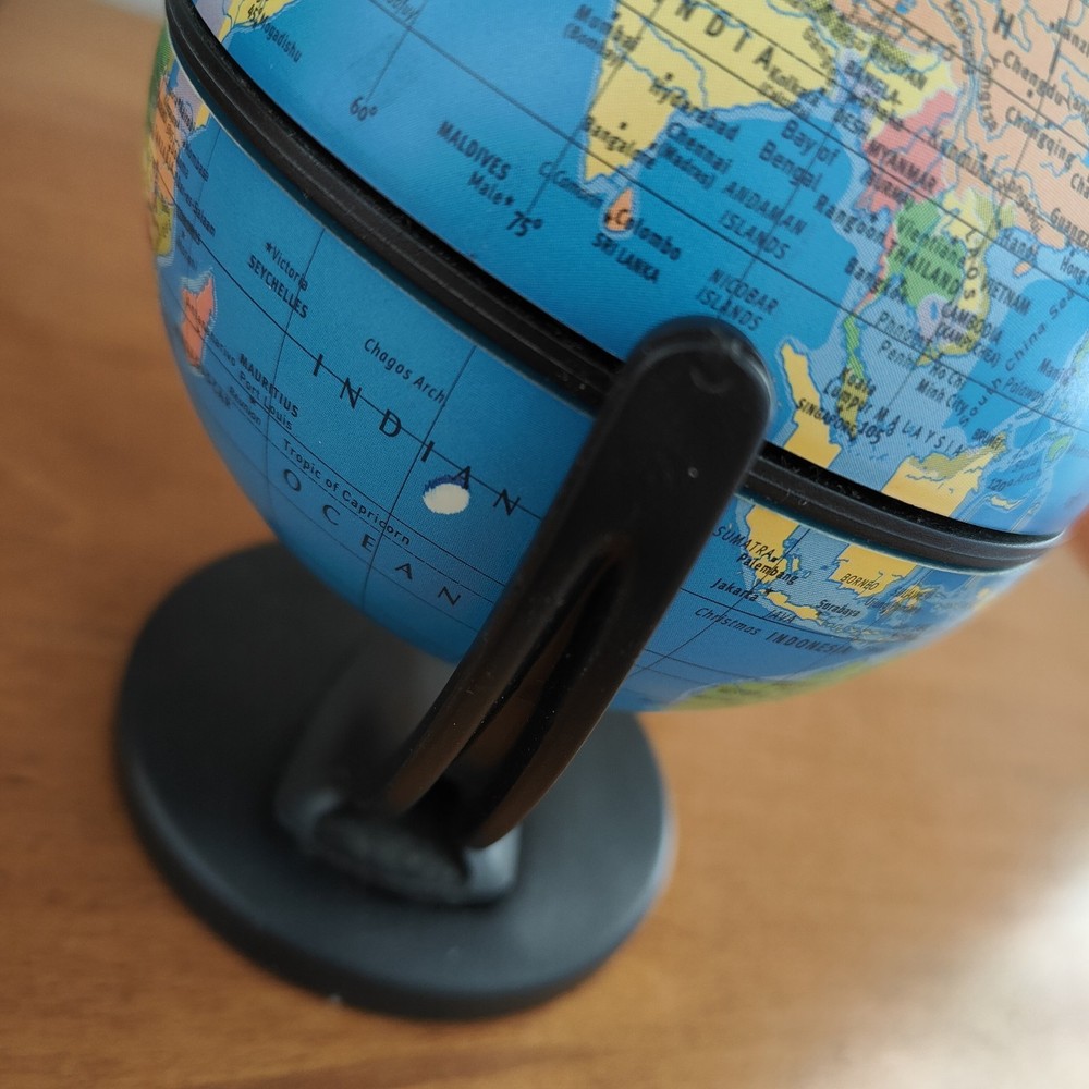 Replogle World Mini Globe 2001 Desktop 4" Diameter/5.5” Tall Dual Direction Spin
