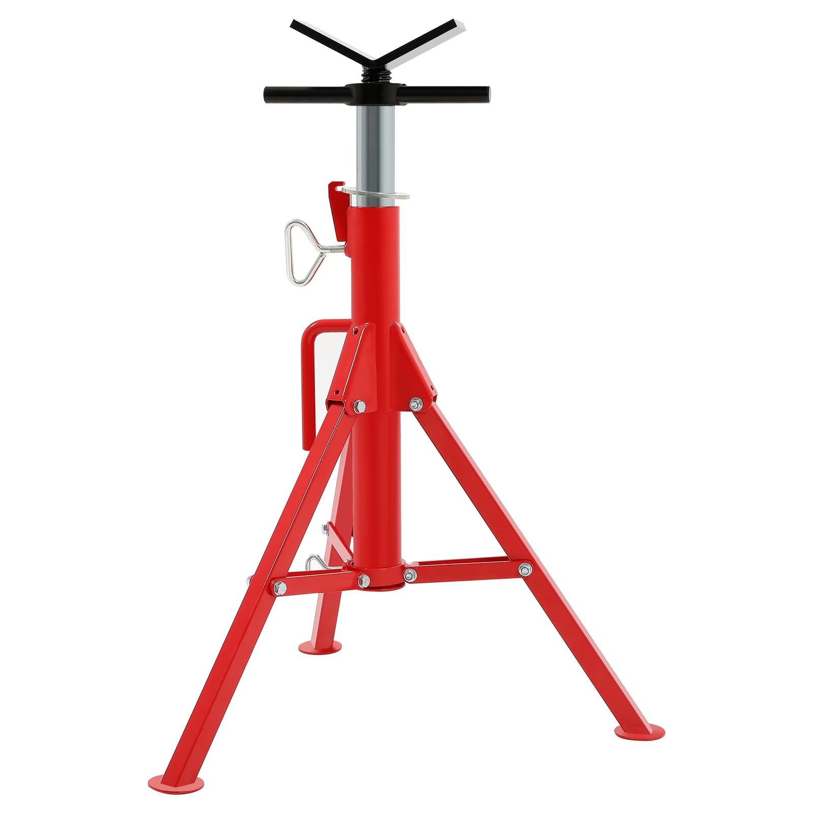 V-Head Pipe Stand Folding Tripod Jack 28"-52" Height 12" Pipe 2500LB Steel Red
