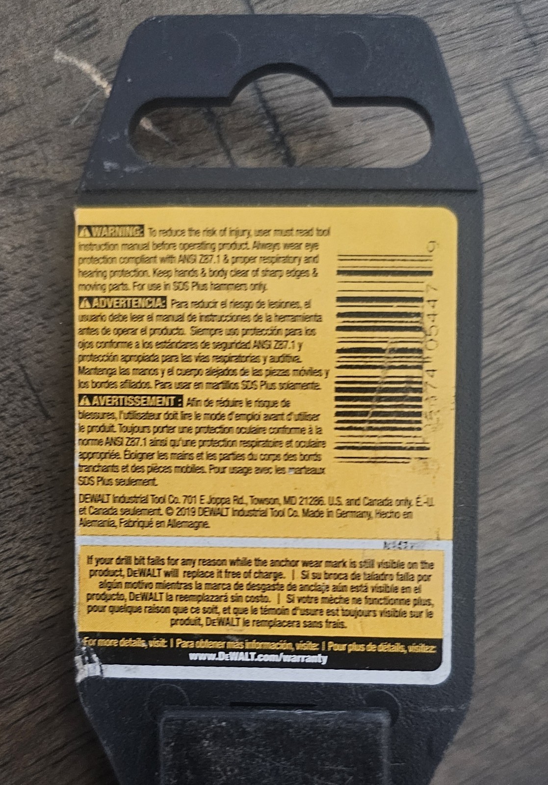 DEWALT DW5447 5/8" x 10" x 12" Rock Carbide SDS Plus Masonry Hammer Drill Bit