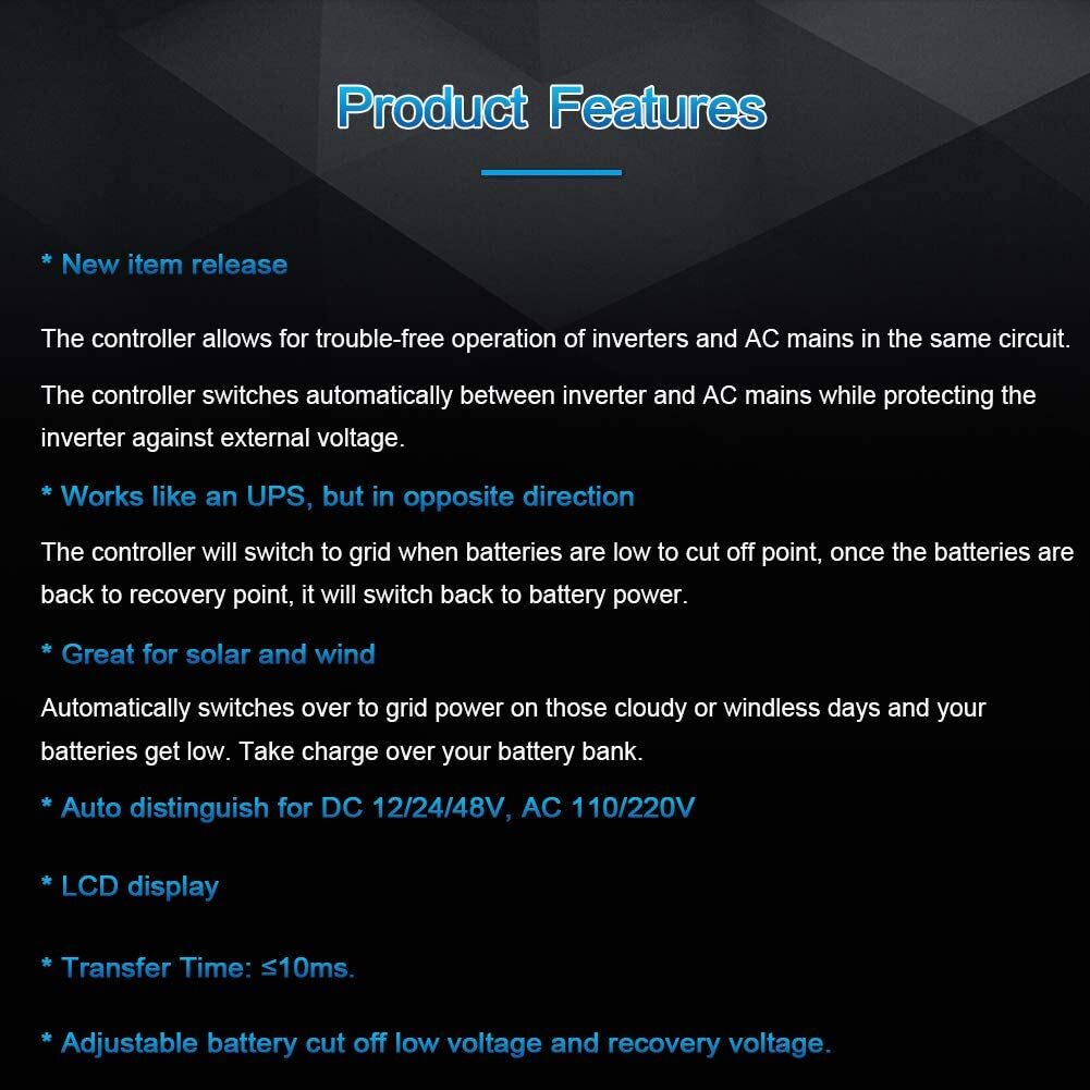 MOES Charge Controller Dual Power Automatic Transfer Switch Solar Wind System