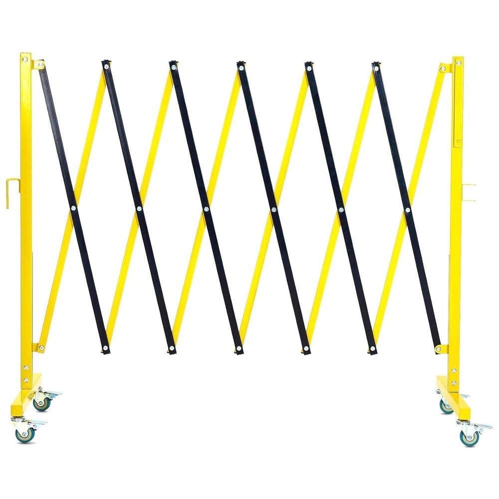 11FT Industrial Expandable Barricade Folding Security Gate w/ Wheels,Retractable