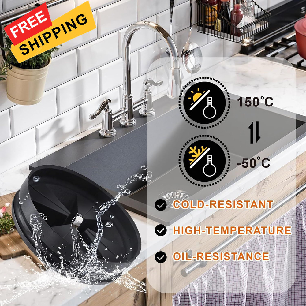 Garbage Disposal Splash Guards, 3 3/8" Kitchen Sink Guard, Black