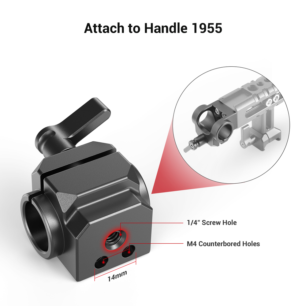 SmallRig Single 15mm Rod Clamp with Accessory Mount on Camera Handle / Cage 1995