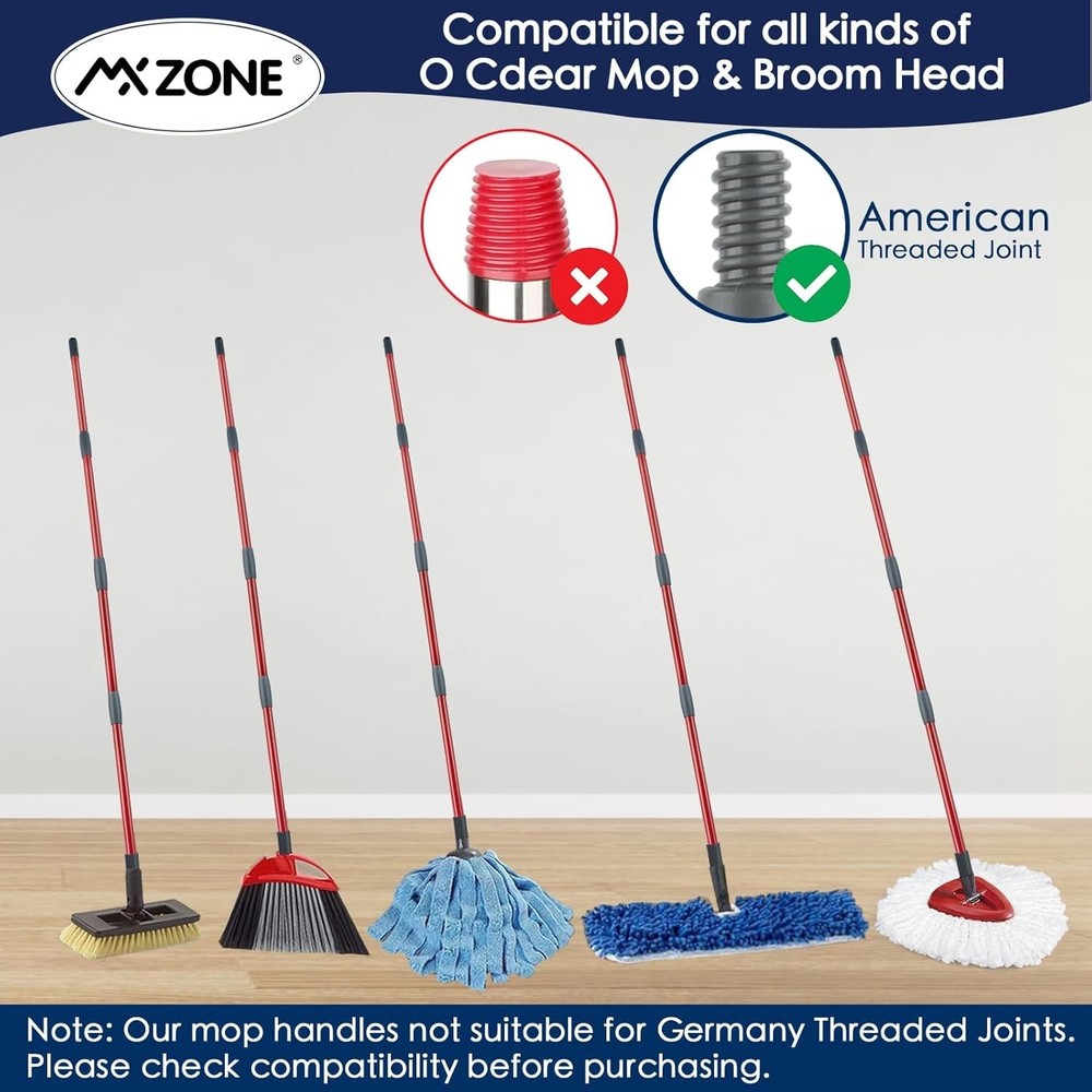 Spin Mop Handle Replacement Iron 30-58 Inches Adjustable Easy Install for Flo...