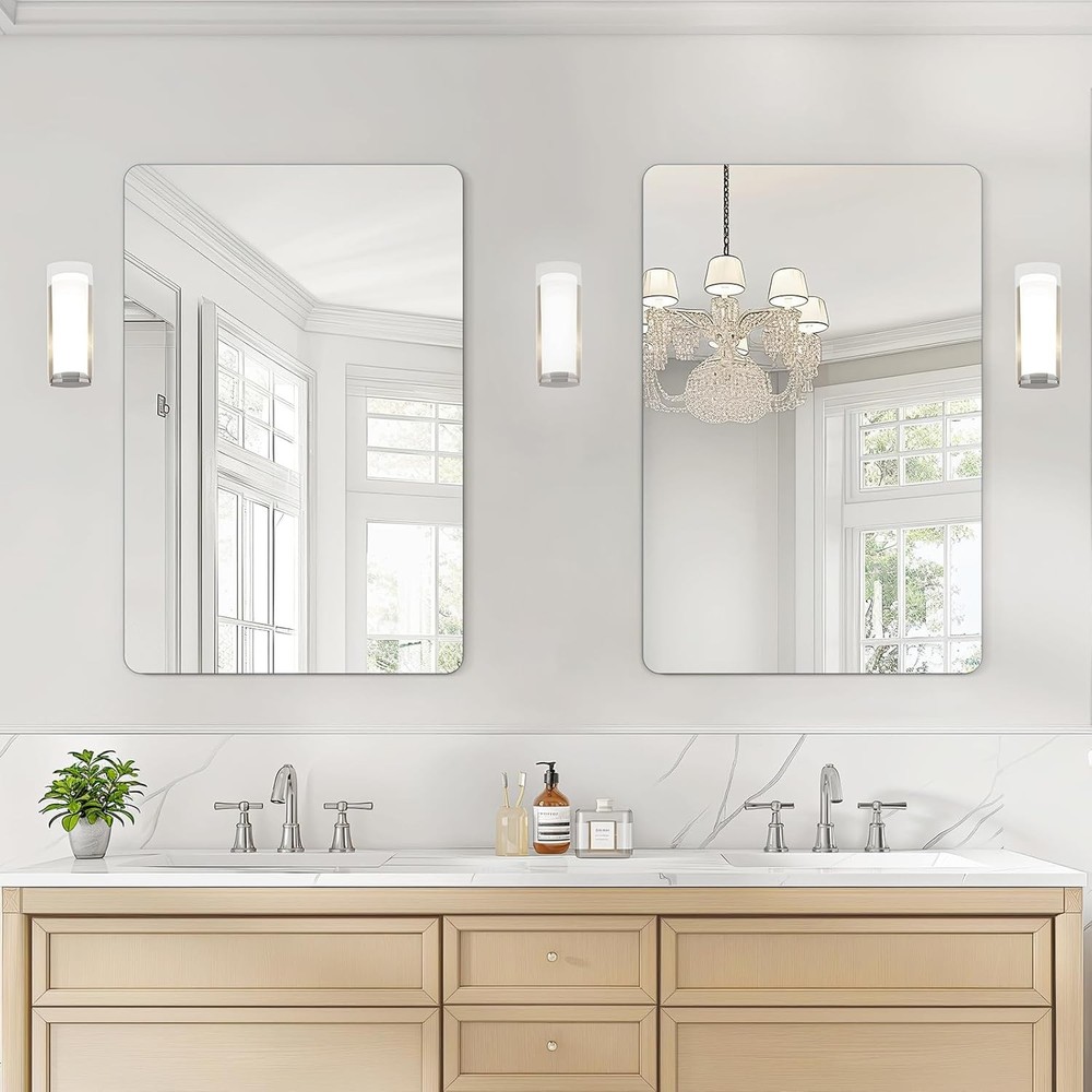 USHOWER 2-Pack Frameless Bathroom Mirror 24x36" Rectangular Wall Vanity Mirror