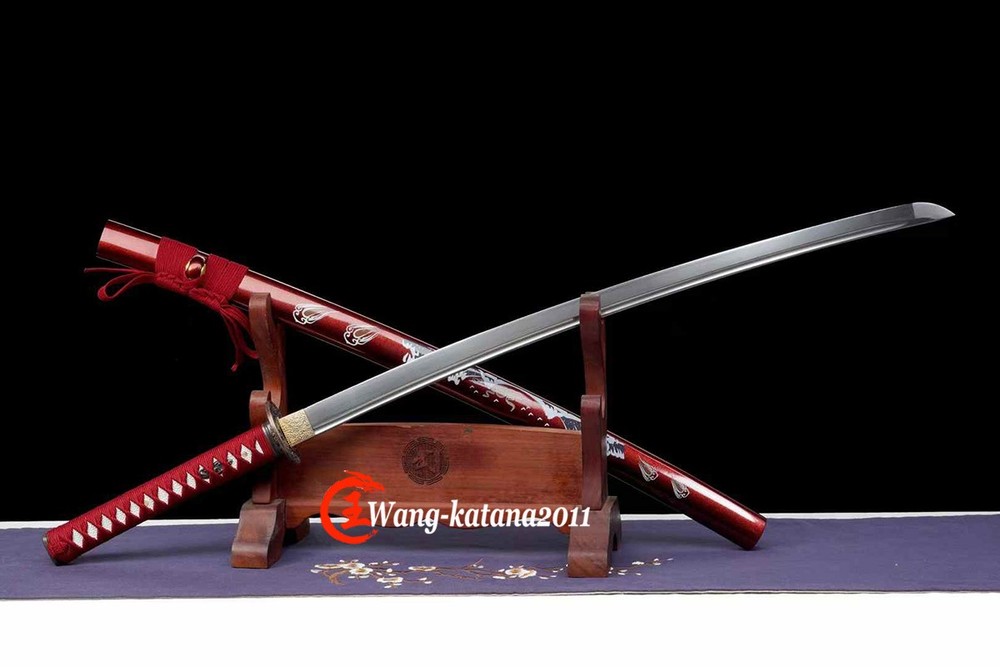 Handmade Full Tang Red Japanese Samurai Katana Function Sharp Sword Spring Steel