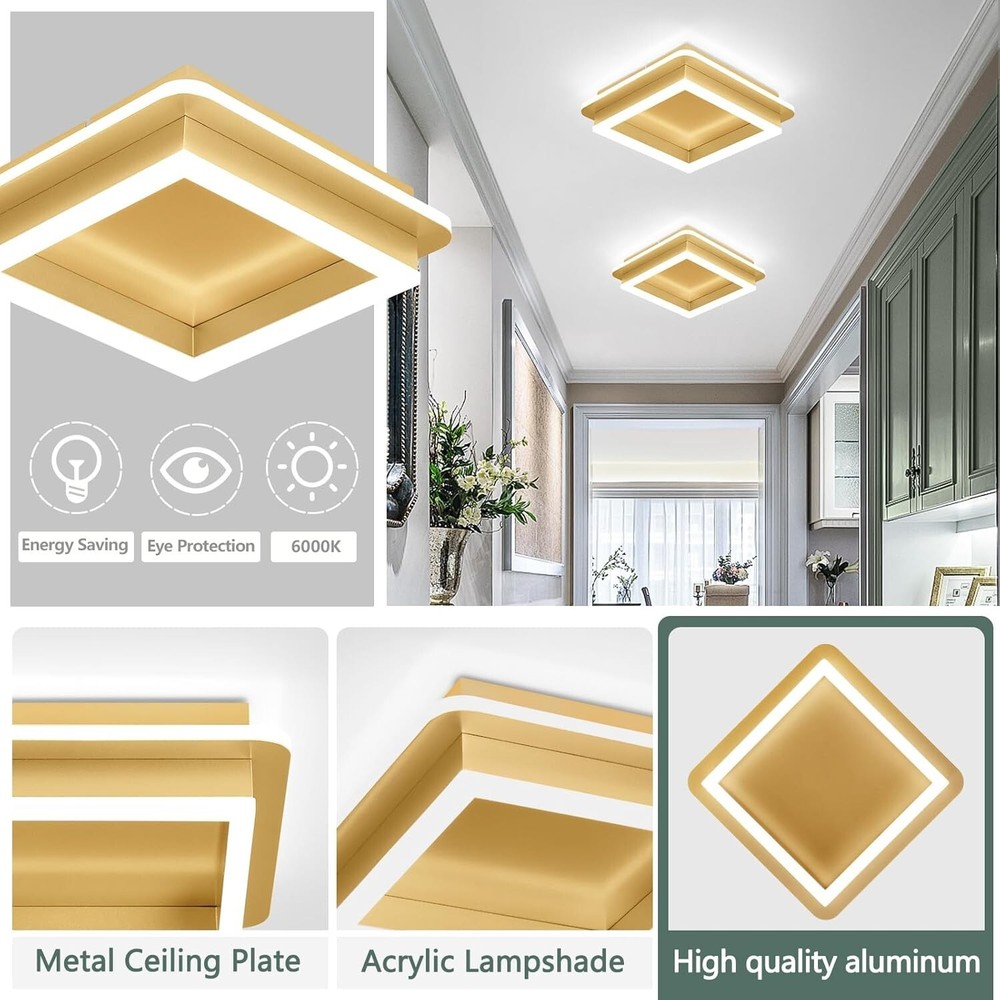 Gold Modern Led Ceiling Light Fixtures Square LED Hallway Ceiling Light