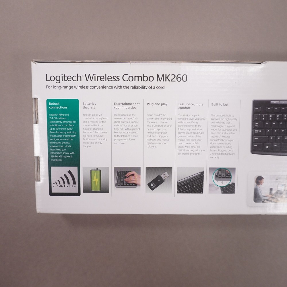 NEW Logitech MK260 Wireless Combo Keyboard & Mouse 2.4 Ghz 10-Meter Range SEALED