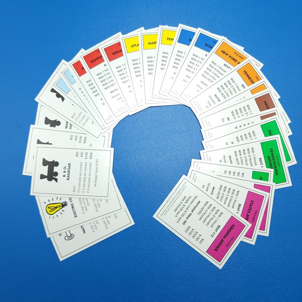 Monopoly Championship Deeds Cards Replacement Game Piece Complete Set