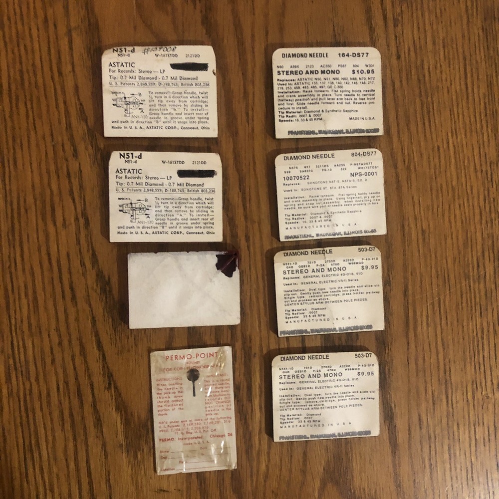 JUKEBOX NEEDLES ( 8 ) TOTAL, ( NOS ) SEALED IN PACKAGES !