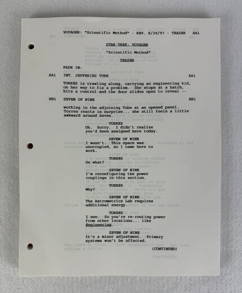 Star Trek Voyager “Scientific Method” Final Draft Studio Script 07/25/1997