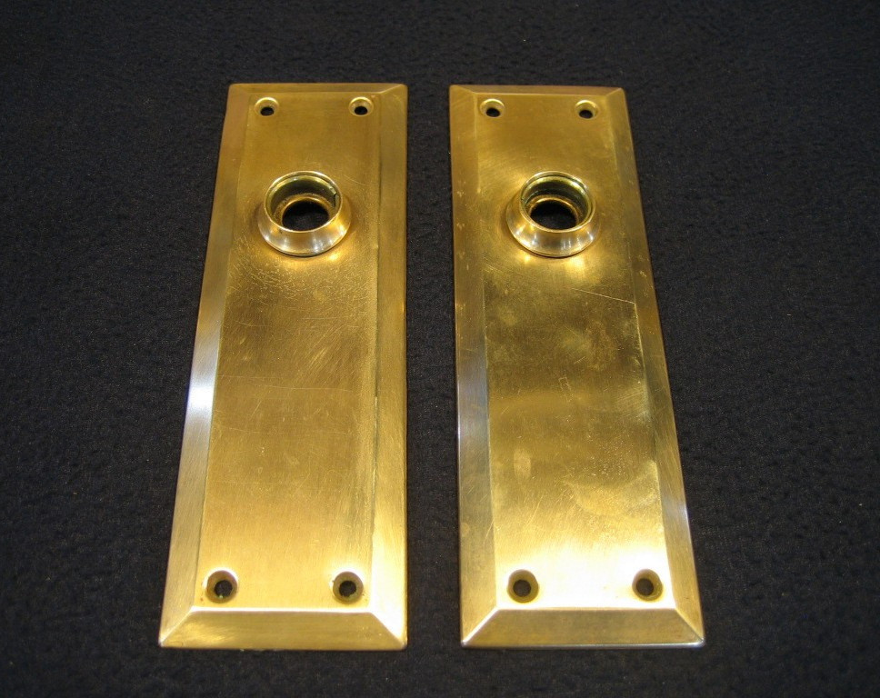 Antique Mortise Knob Latch Lock Brass Knobs & Plates - Refurbished - Yale #1016