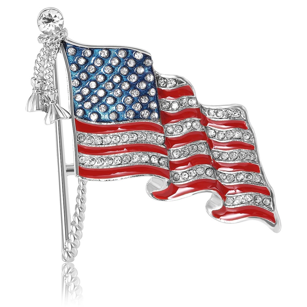 American Flag Pin Silver