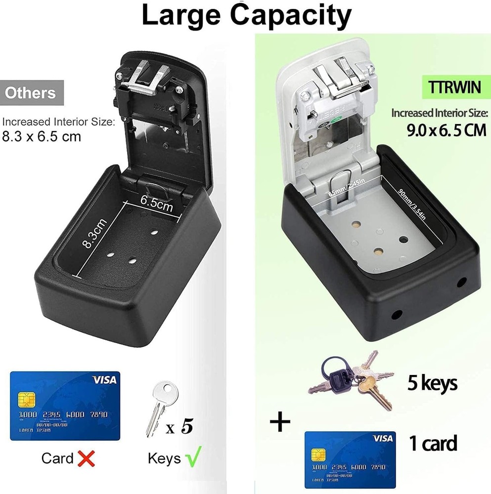 Key Lock Box for Outside, Resettable 4 Digit Combination Waterproof Lockbox