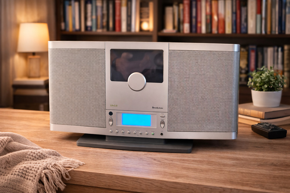 Brookstone Compact Stereo System CD Player Radio SLCDV2.0 Without Remote/Tested.