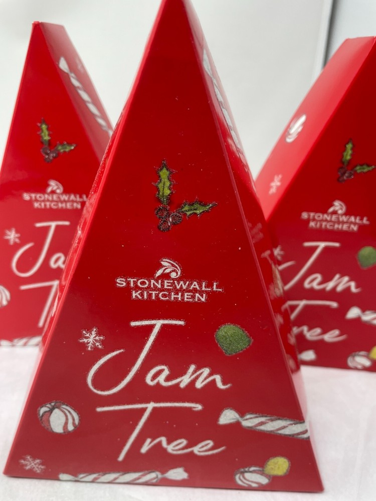 (3) EMPTY Christmas Tree Shape Gift Boxes Stonewall Kitchen 8" x 6"
