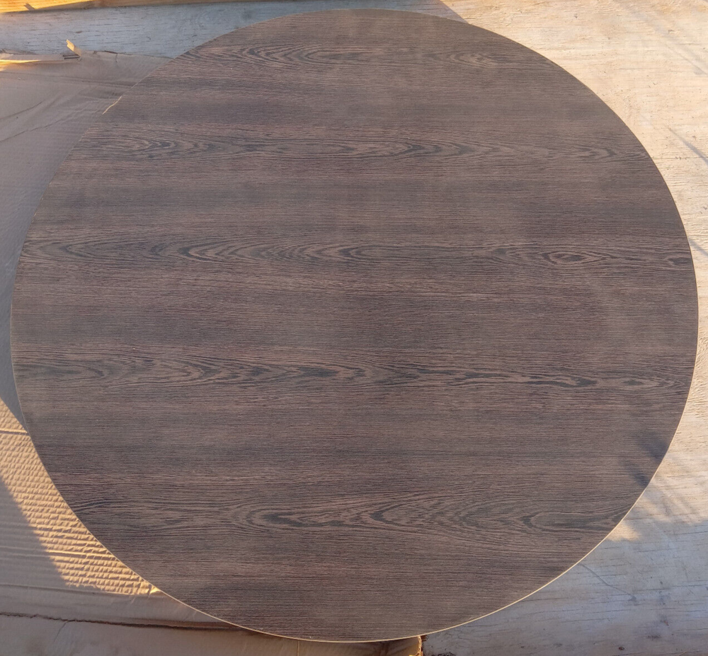 36'' Round Dark Walnut Woodgrain Look Restaurant Table Top Laminate Reversible
