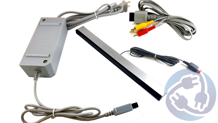Nintendo Wii Complete Hookup Kit AV Cable Power Supply Sensor Bar Console Bundle