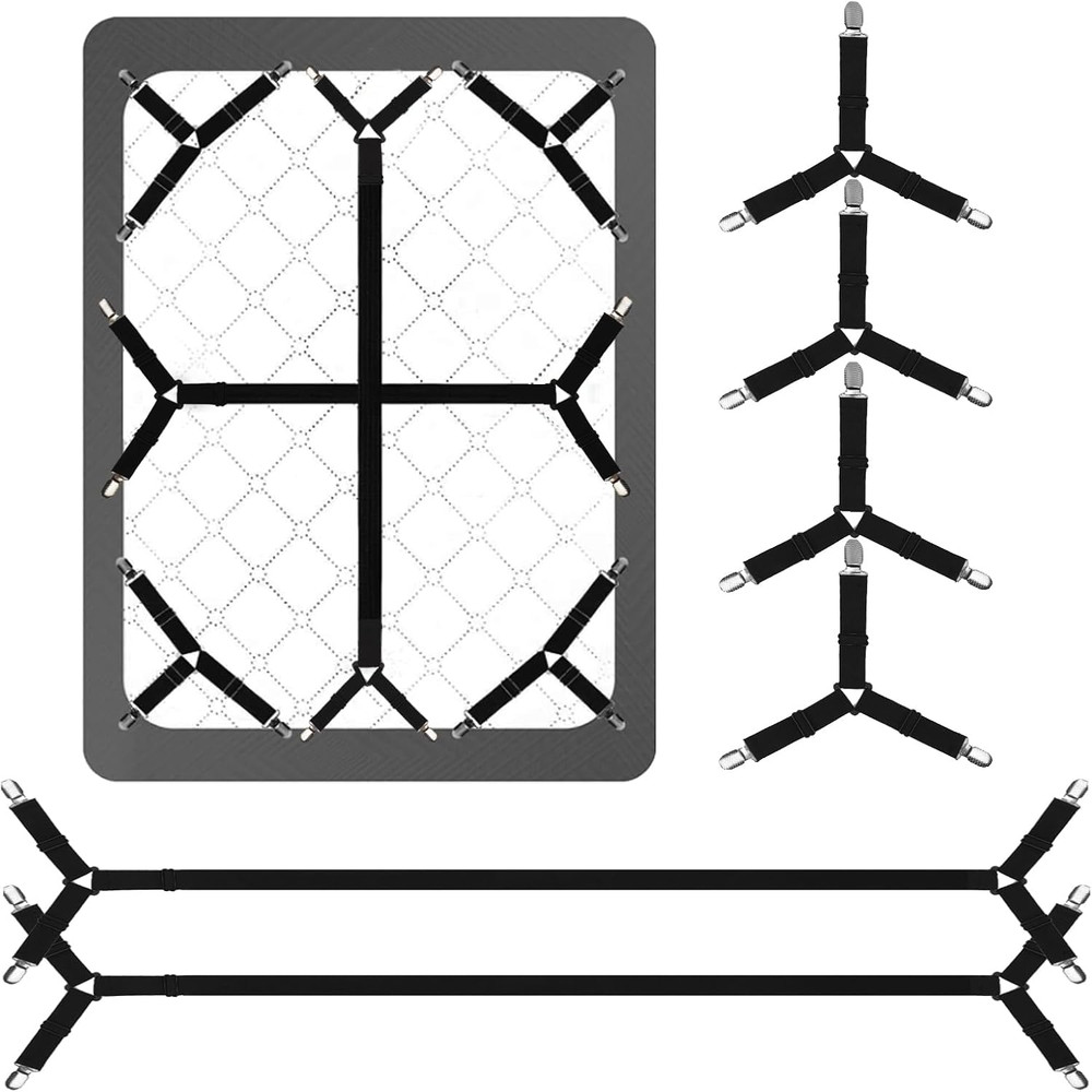 Bed Sheet Straps,6 PCS Secure and Fitted Sheet Straps for Full Size Bed,Adjustab