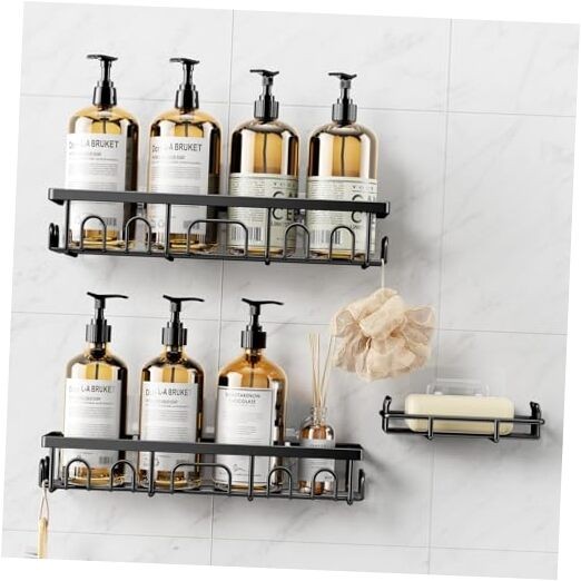 Shower Caddy Pack Shower Shelves for Inside Bathroom, Rustproof 3 Black