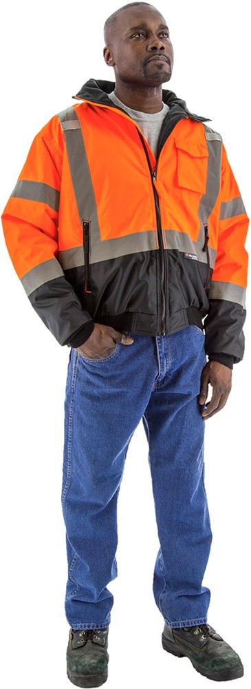 75-1314/TL High Visibility Orange Waterproof Jacket with Quilted Liner, Elast...
