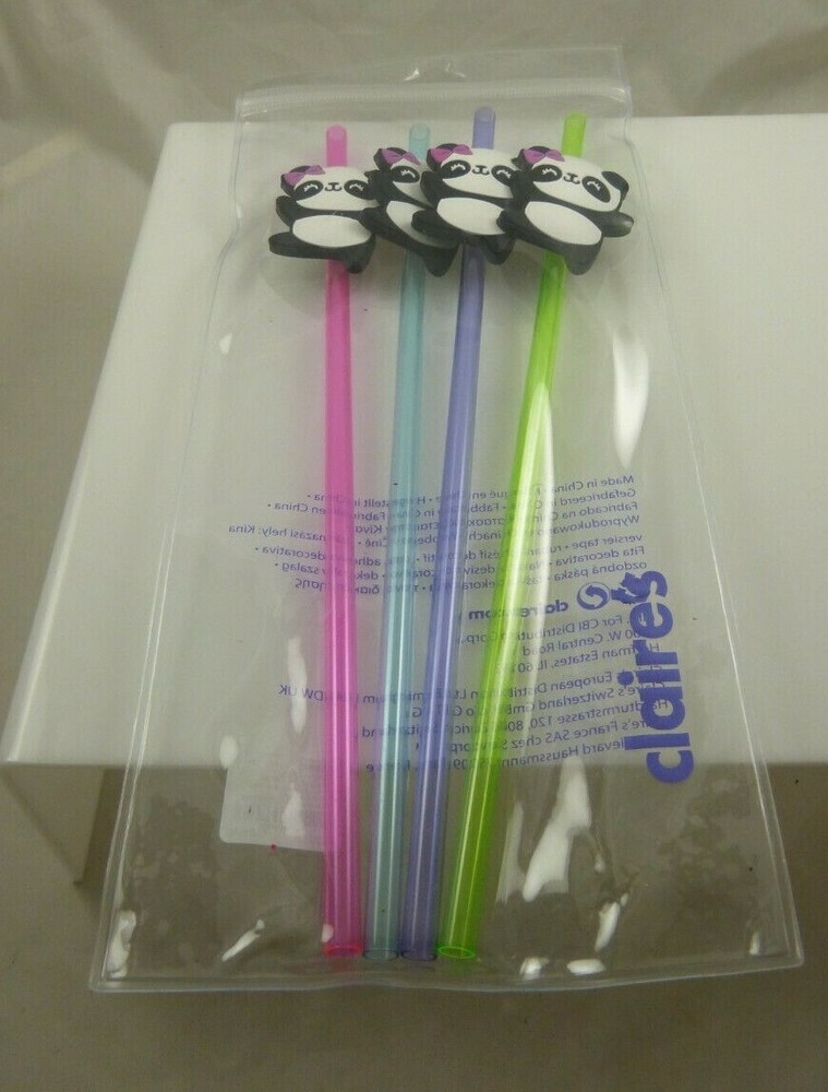 plastic Panda reusable straws multi color tall
