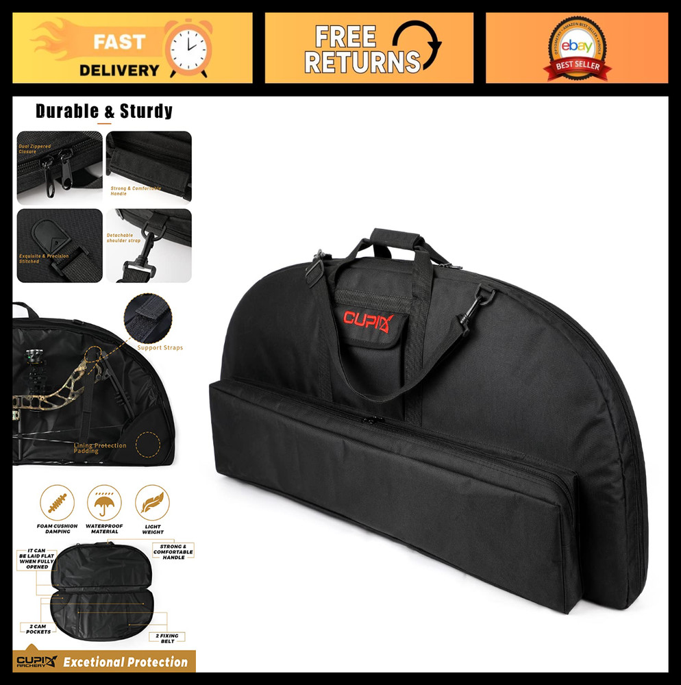 Lightweight Soft Compound Bow Case with Arrow Pocket & Backpack Straps - Durable