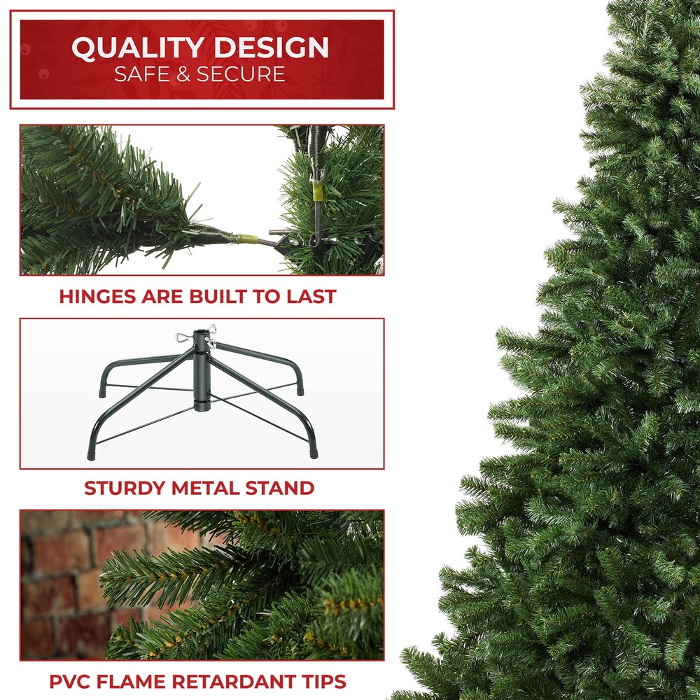 OPEN BOX - 9 ft Spruce Hinged Artificial Christmas Tree with Foldable Stand