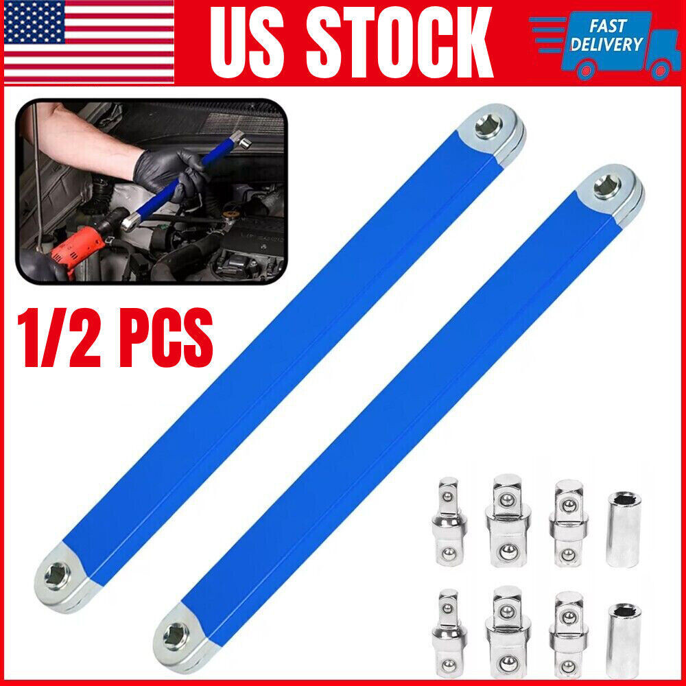 1/2PCS Spanner Extension Wrench Set Offset Ratchet Spanner Extender w/ Adapters