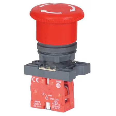 Dayton 30G252 Emergency Stop Push Button, 22 Mm, 1Nc, Red