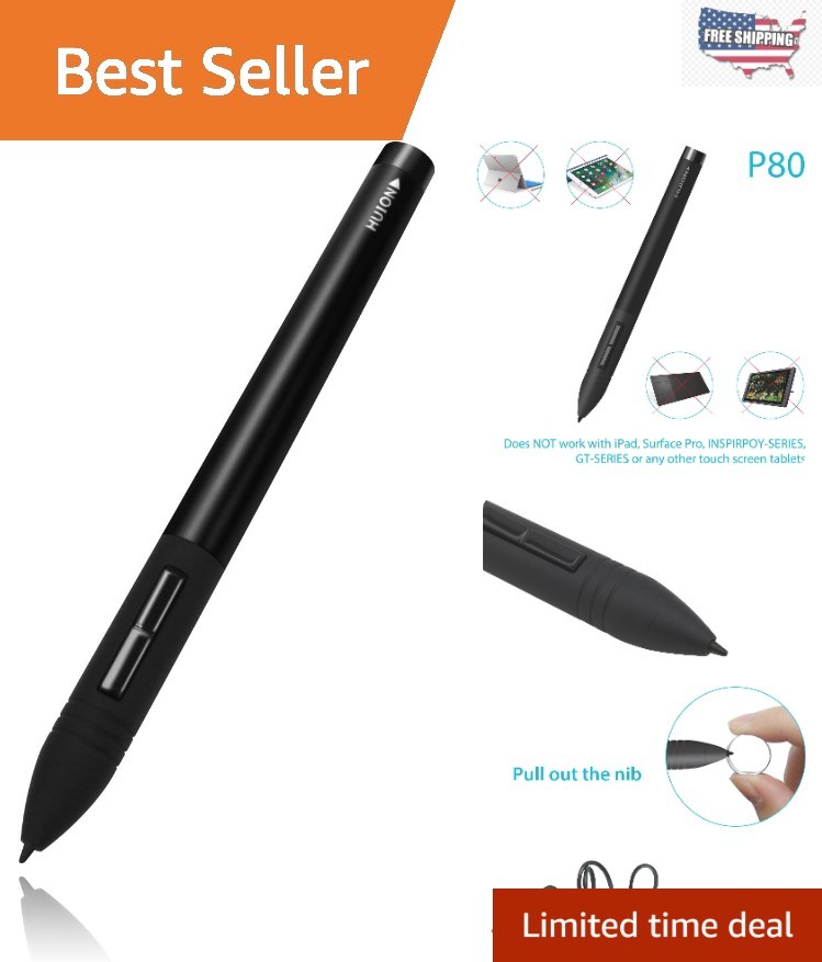P80 Rechargeable Digital Stylus for Graphics Tablets - Lightweight & Versatile