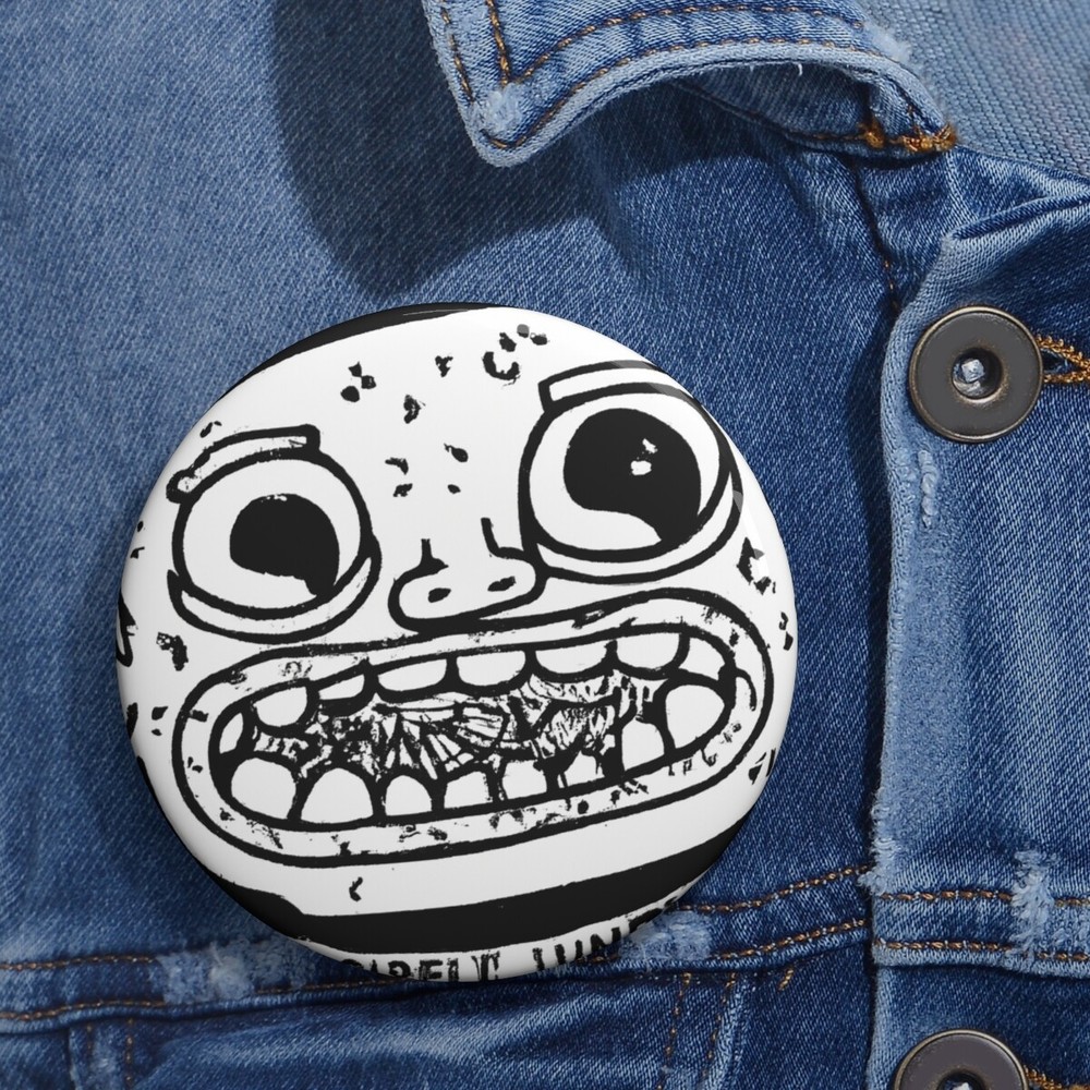 Pin Back Button Crude Ugly Cartoon Random Weird Curiosity Hipster Emo Drawing