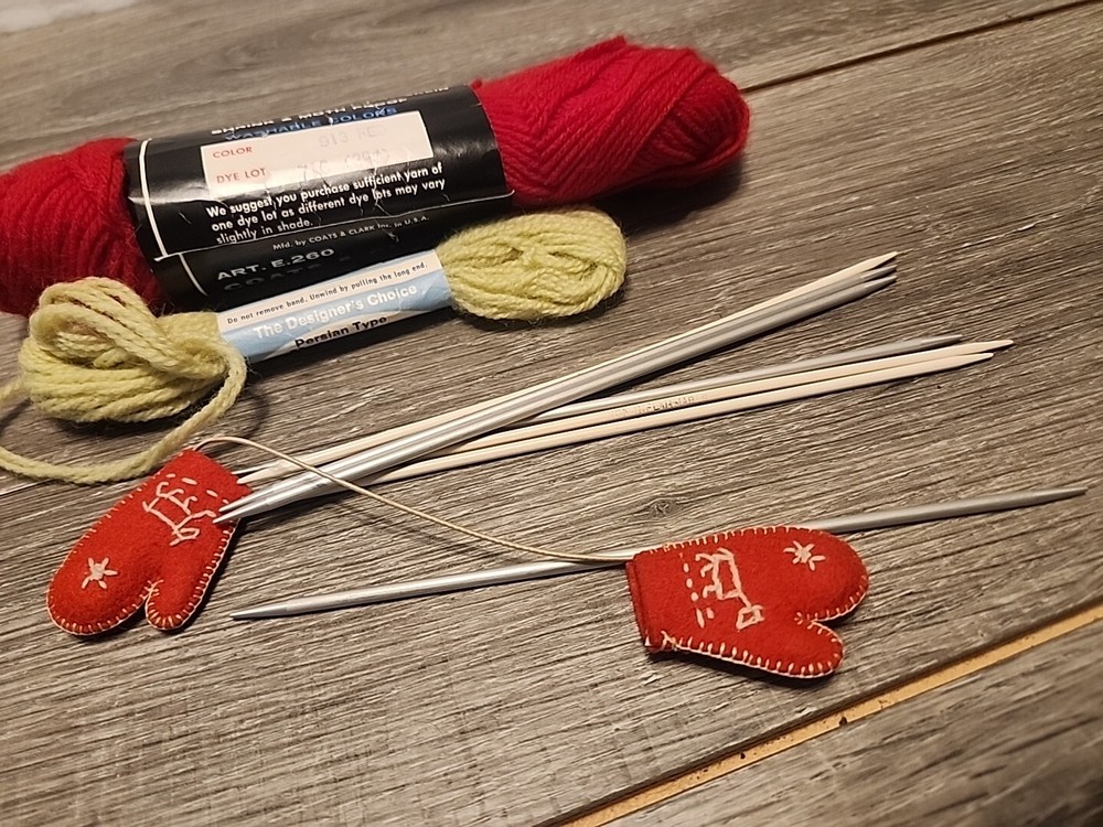 Vintage Yarn And Knitting Needles