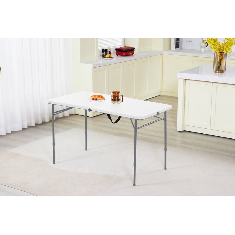 40" Folding Table Portable Adjustable Height Outdoor Indoor Table Easy Storage